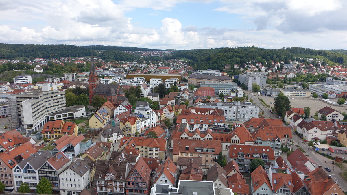 Heidenheim, Ausblick auf die Altstadt mit Pauluskirche (11.09.2022)