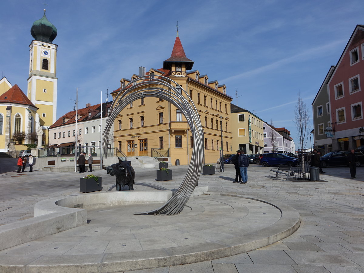 Hemau, Stadtbrunnen an der Sdseite des Stadtplatzes (26.03.2017)