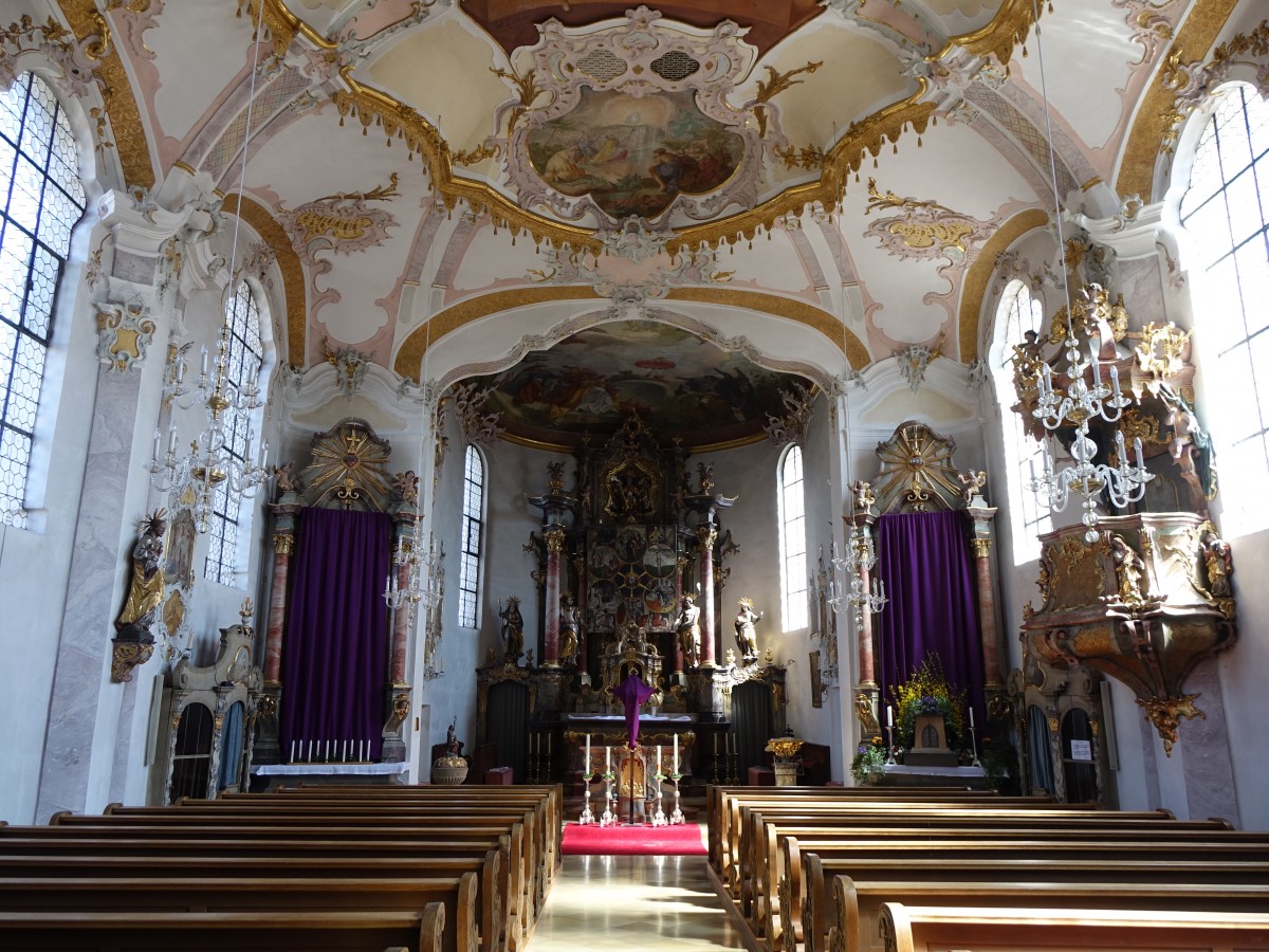 Herbertshofen, Altre und Kanzel in der Pfarrkirche St. Clemens (03.04.2015)