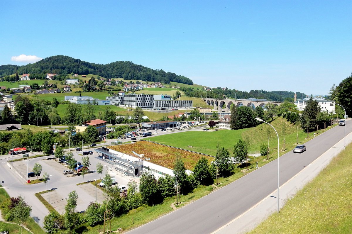 Herisau, Blick in Richtung Glattalviadukt (Entstehung 1907-1910) - 03.06.2015