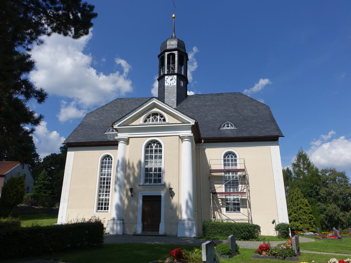 Hermannsdorf, evangelische St. Michaelis Kirche, erbaut 1842 (19.08.2023)