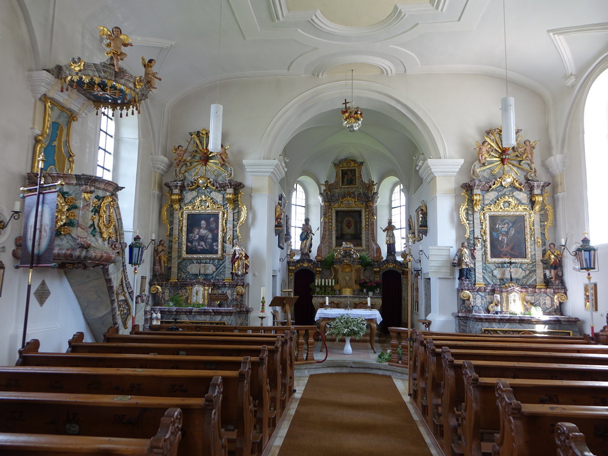 Herzogau, barocke Altre und Kanzel in der St. Anna und Sebastian Kirche (03.06.2017)
