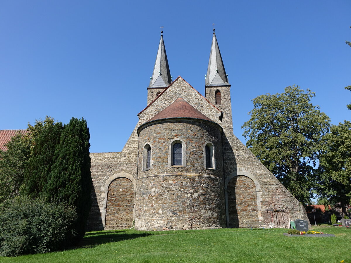 Hillersleben, evangelische Klosterkirche St. Laurentius, erbaut ab 1179 (11.08.2025)