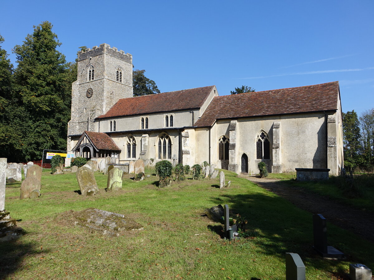 Hintlesham, Pfarrkirche St. Nicolas, erbaut im 15. Jahrhundert (07.09.2023)