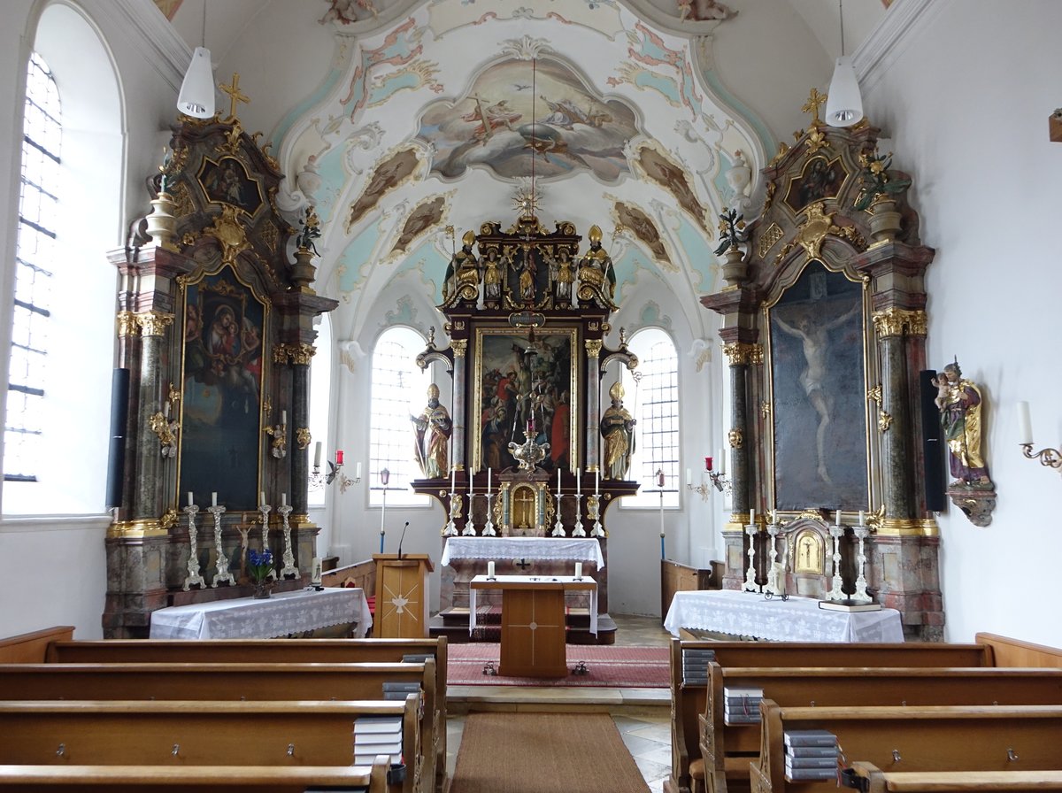 Hittenkirchen, barocke Altre in der St. Bartholomus Kirche (26.02.2017)