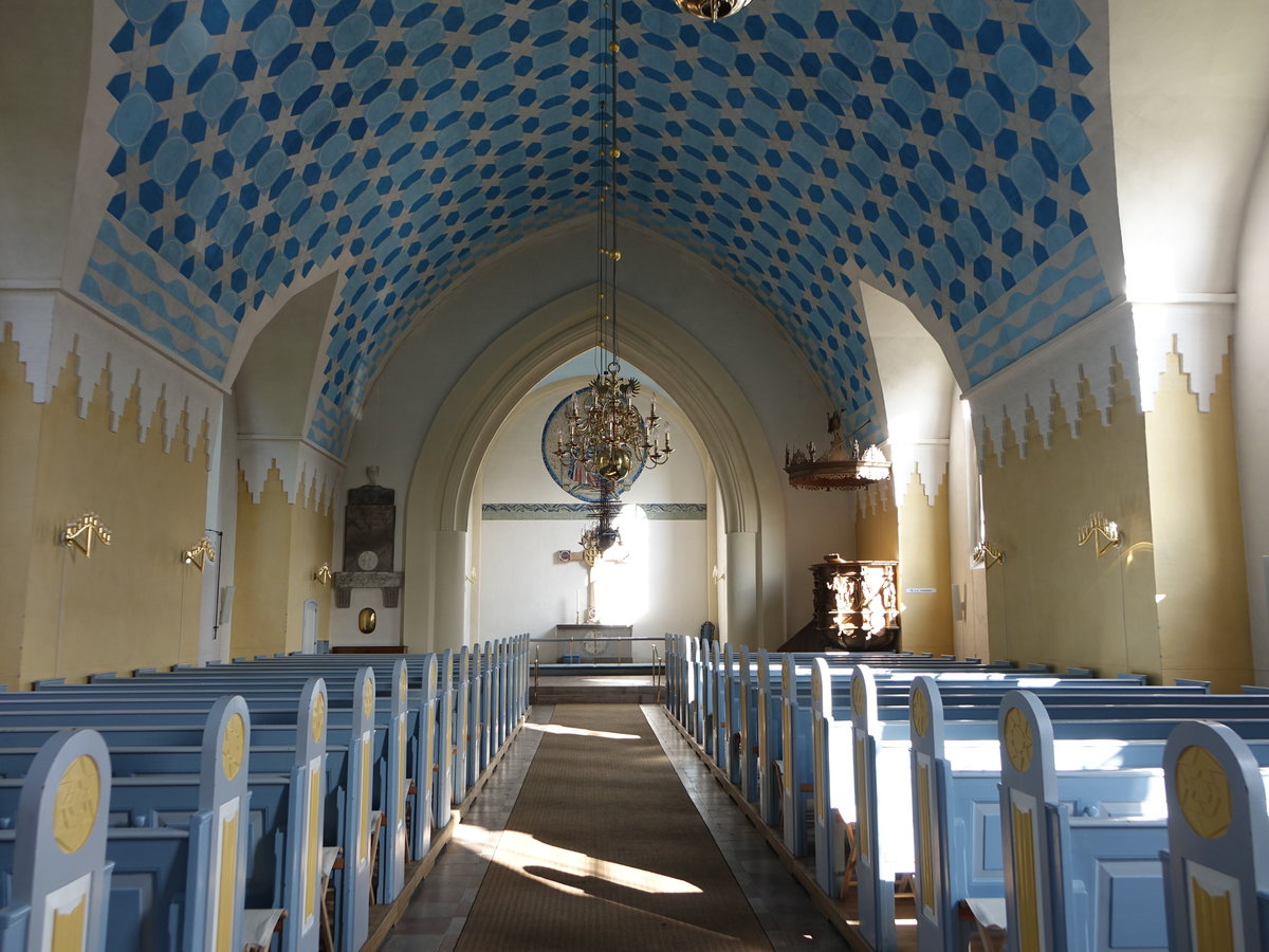 Hobro, Innenraum in der Ev. Kirche, Mosaik an der Altarwand von Joakim Skovgaard (21.09.2020)