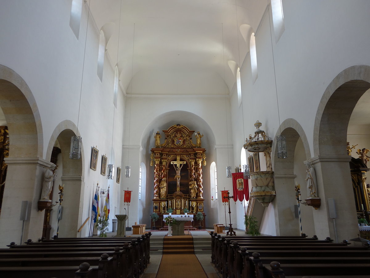 Hochaltar und Kanzel in der Klosterkirche Wechterswinkel (08.07.2018)