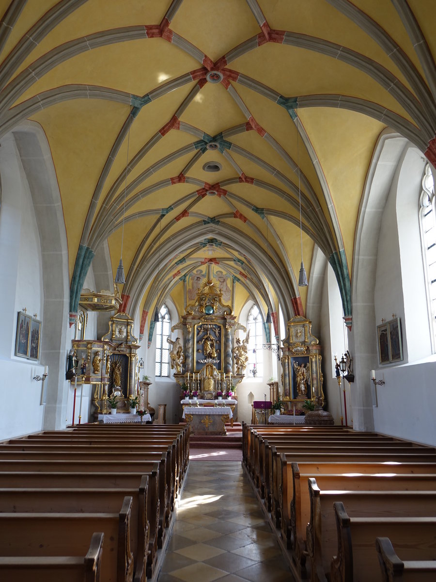 Hochstätt, barocke Kanzel und Altäre in der St. Vitus Kirche (02.04.2017)