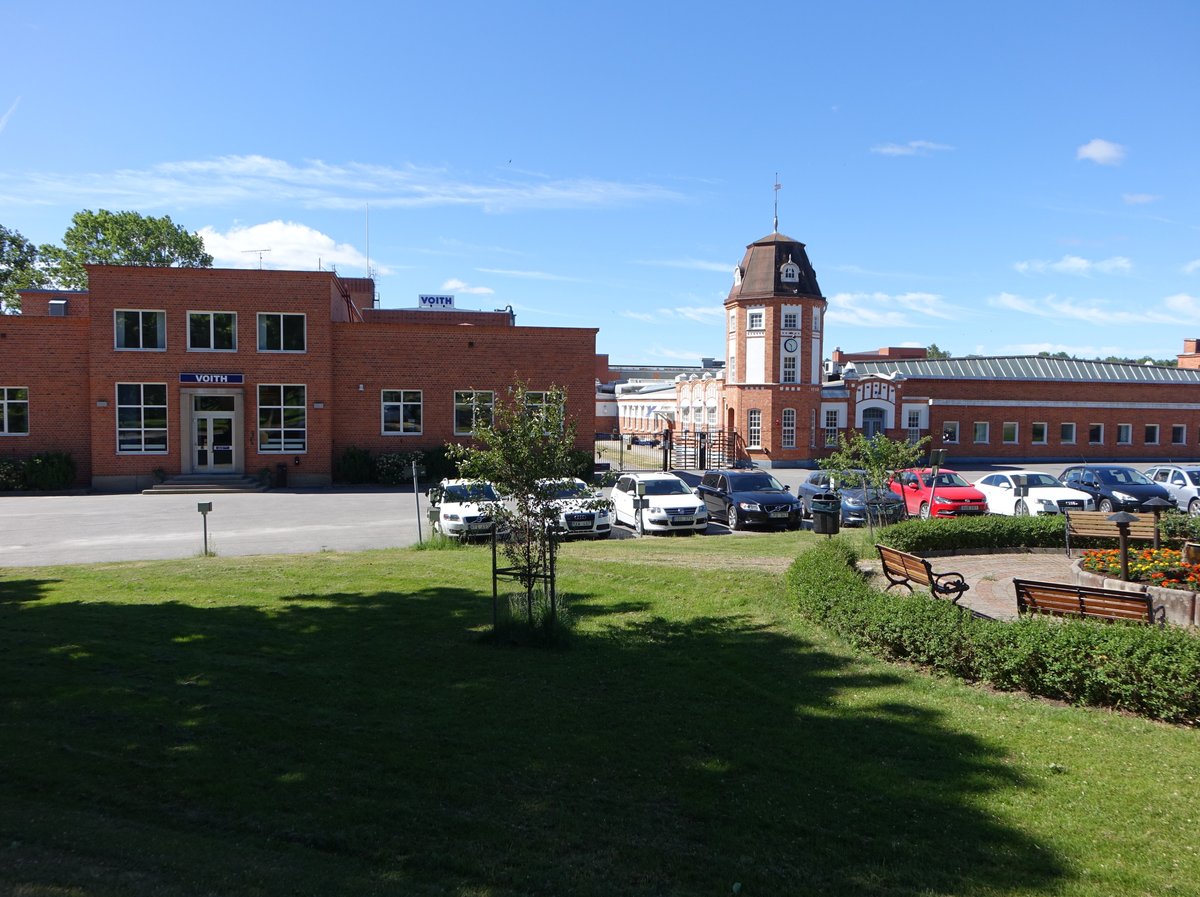 Högsjö, historisches Firmengebäude des Papierwerks der Firma Voith (05.06.2018)