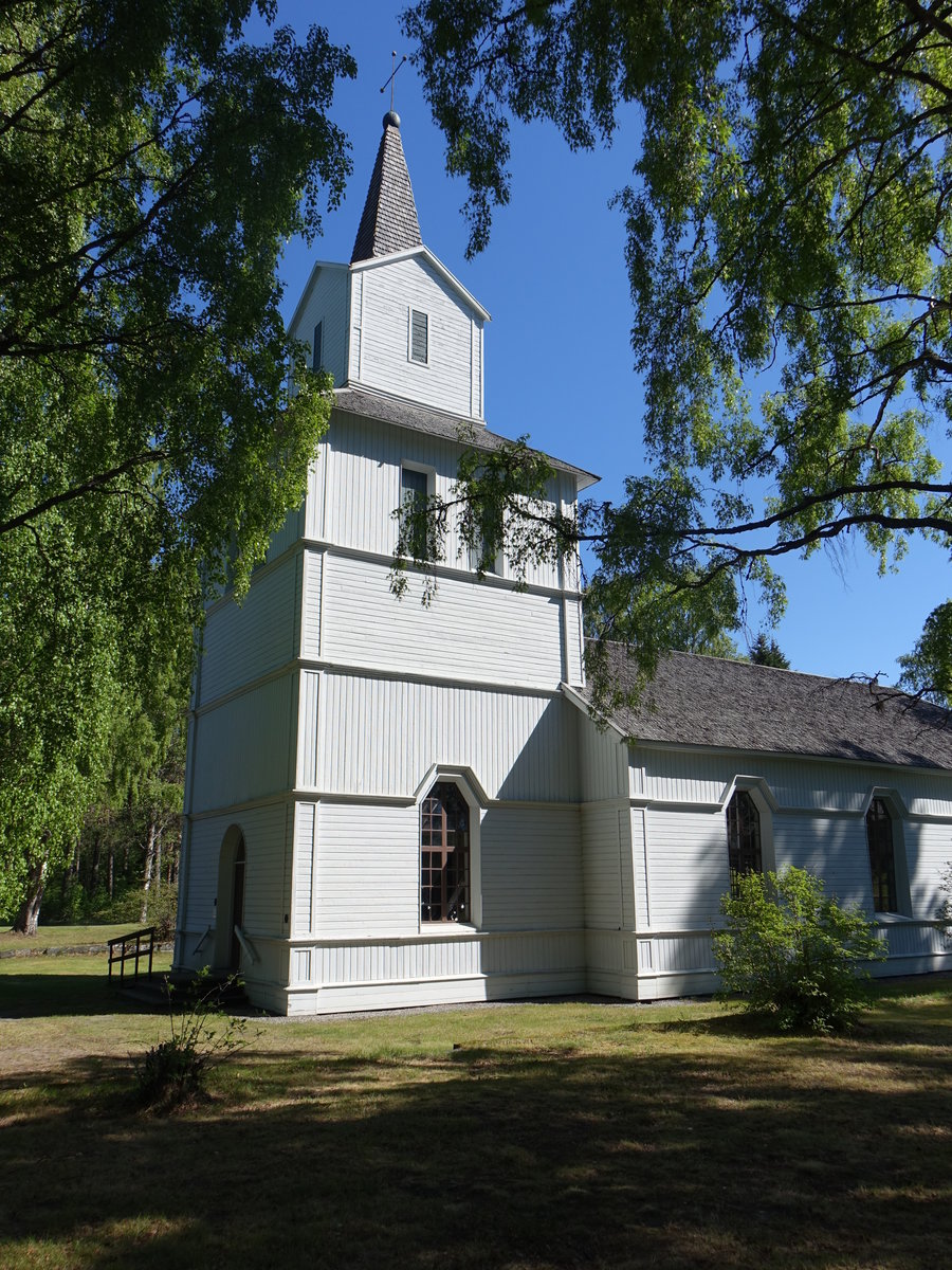 Hrnefors, Ev. Werkskirche, erbaut 1797, Kirchturm von J. Linder 1850 (02.06.2018)