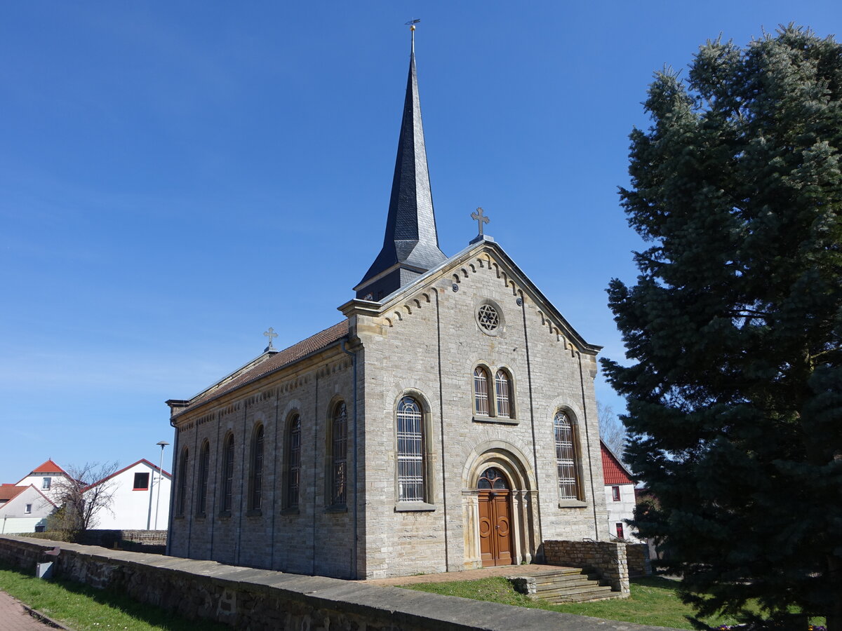 Hörsel-Aspach, evangelische St. Ulrich Kirche, erbaut ab 1417 (16.04.2022)