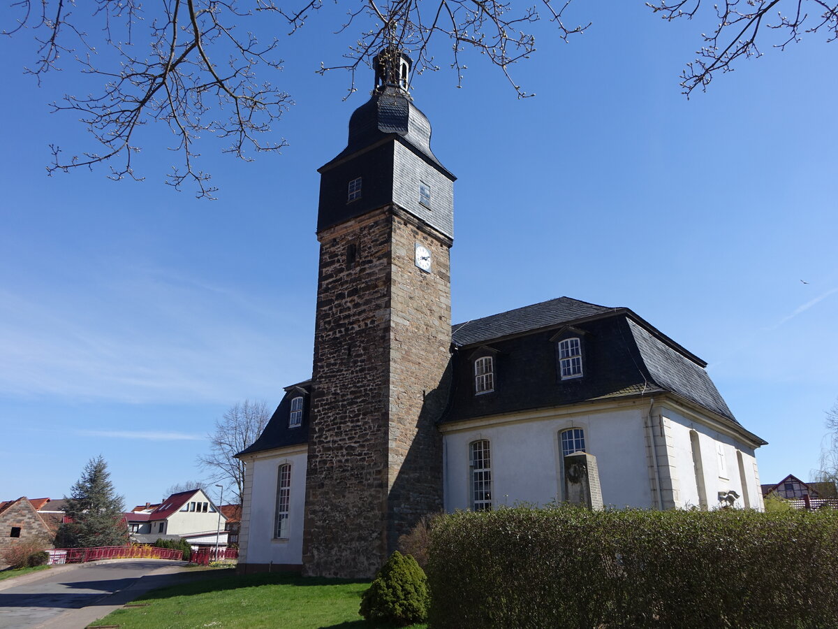 Hörselgau, evangelische St. Bonifatius Kirche, erbaut von 1783 bis 1785 (16.04.2022)