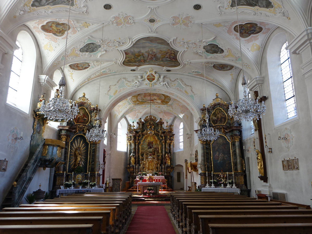 Hohenburg, barocke Ausstattung in der Pfarrkirche St. Jakobus, erbaut von 1663 bis 1664 (11.06.2017)