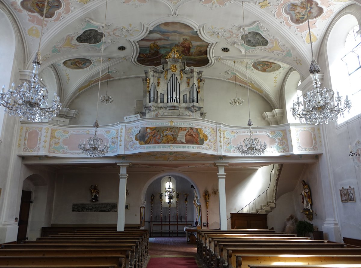 Hohenburg, Orgelempore in der kath. Pfarrkirche St. Jakobus (11.06.2017)