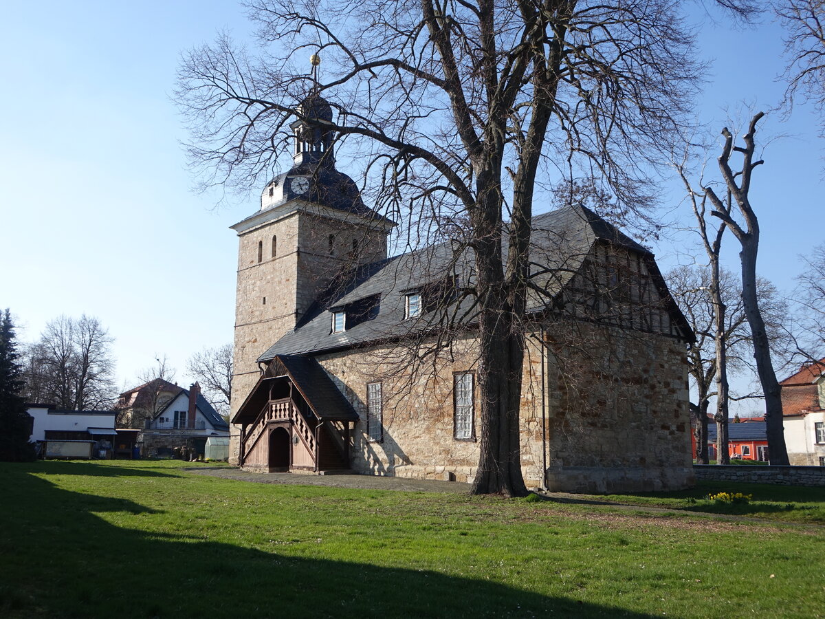 Hohenebra, evangelische Kirche Gloria Dea, erbaut von 1724 bis 1726 (07.04.2023)