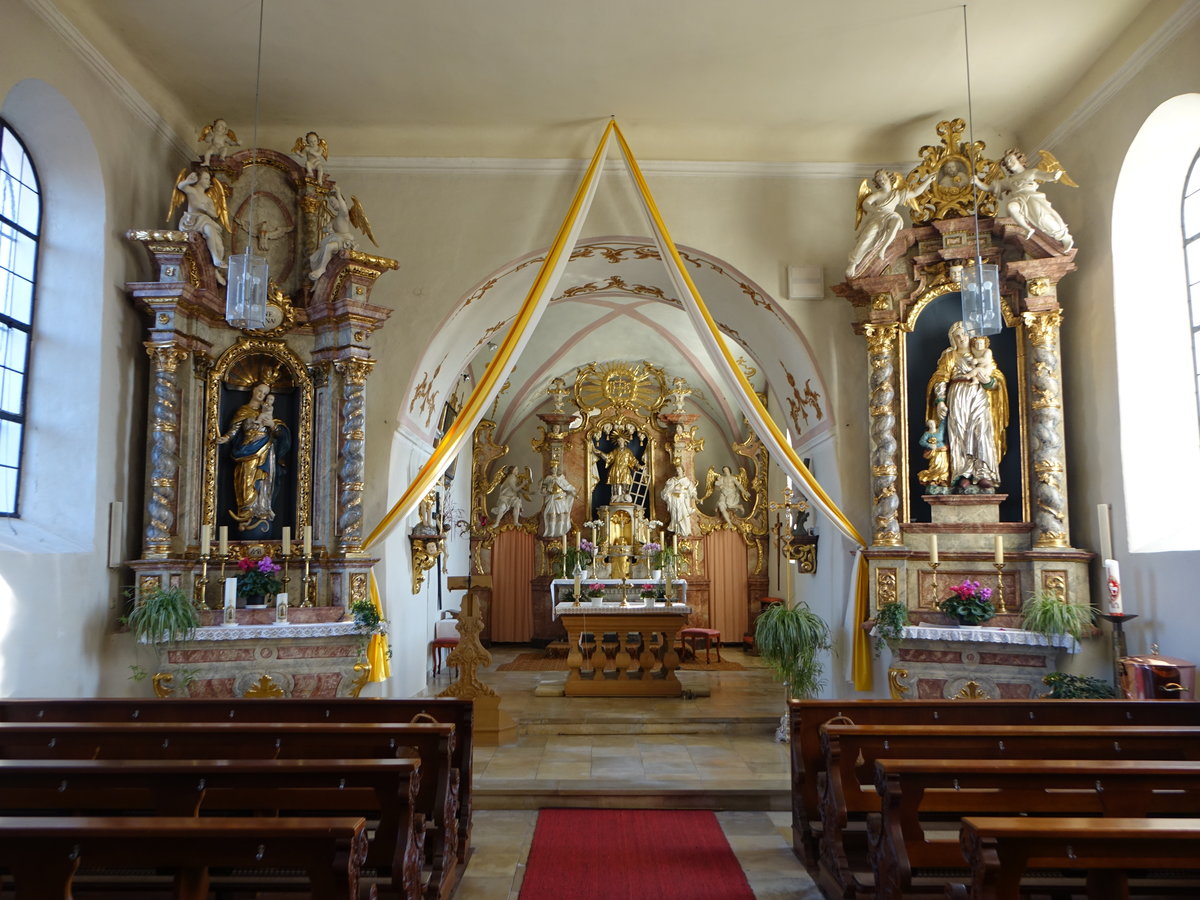 Hohenplz, Rokokoaltre von 1770 in der kath. Pfarrkirche St. Laurentius und Heinrich (14.10.2018)