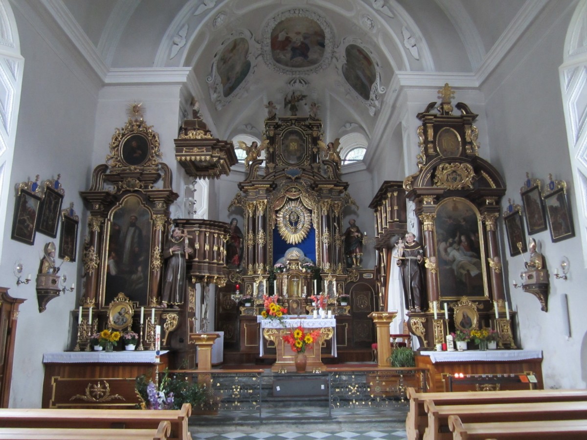 Hollbruck, Wallf. Kirche zu unseren lieben Frau, Altre von Voltener, Kalk-Secco Maltereien von Gabriel Kessler aus dem Jahr 1686 (18.09.2014)