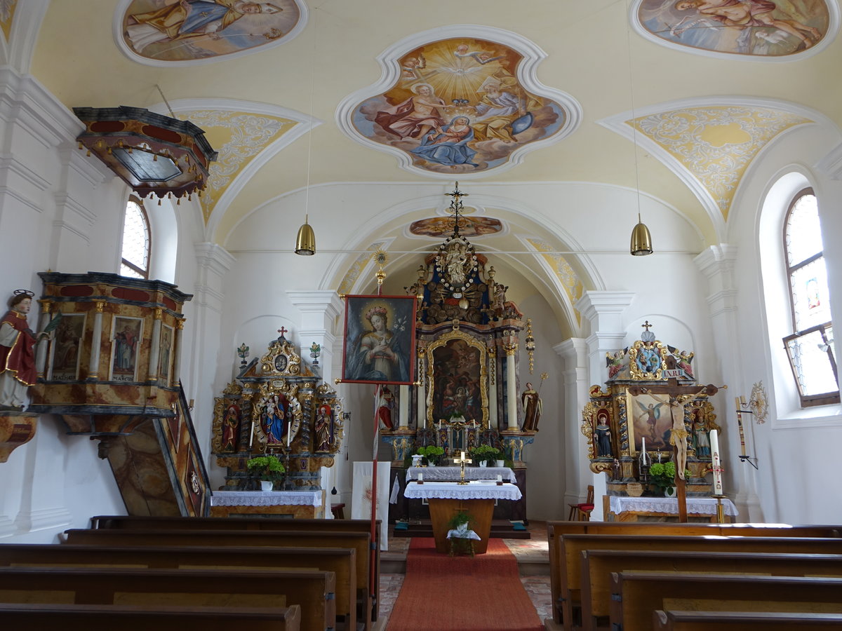 Hollerstetten, barocker Innenraum der kath. Pfarrkirche St. Stephan (20.08.2017)