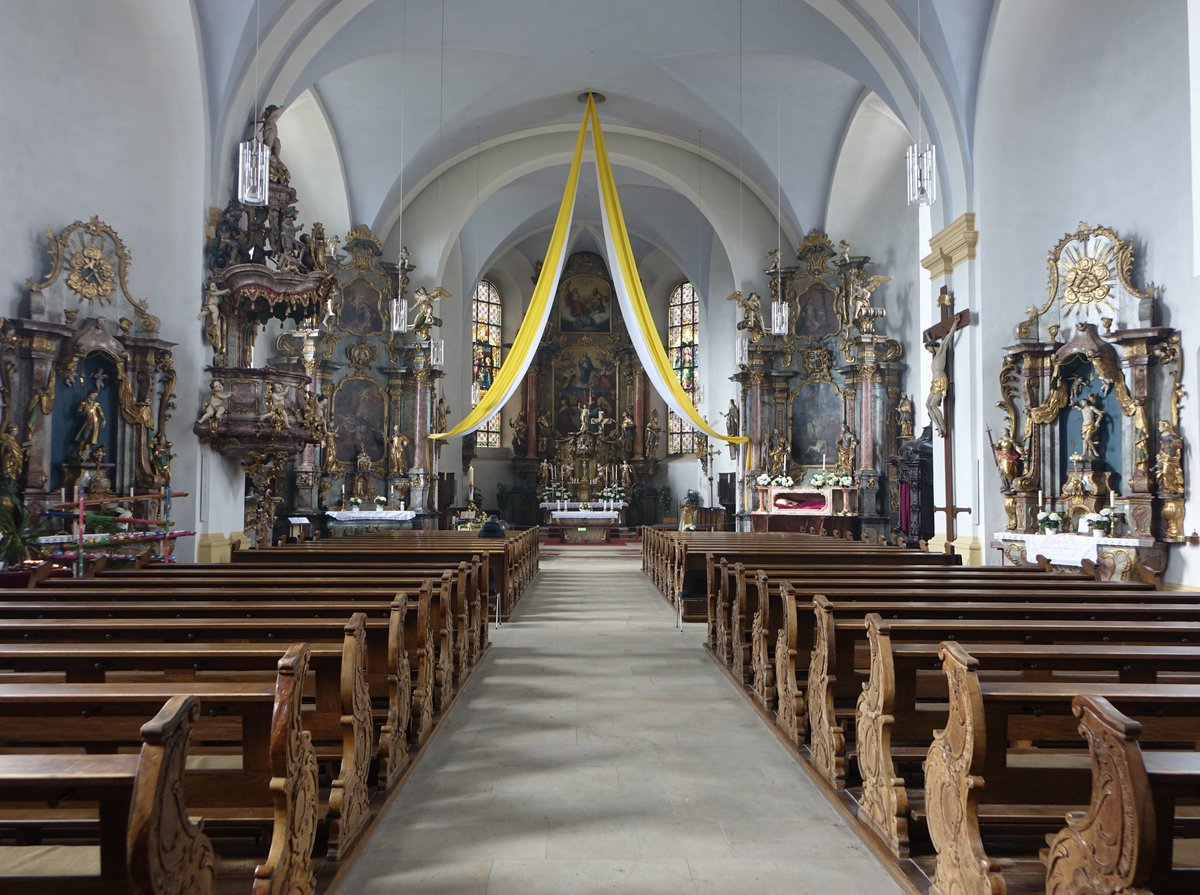 Hollfeld, Altre und Kanzel in der Pfarrkirche Maria Himmelfahrt (16.04.2017)