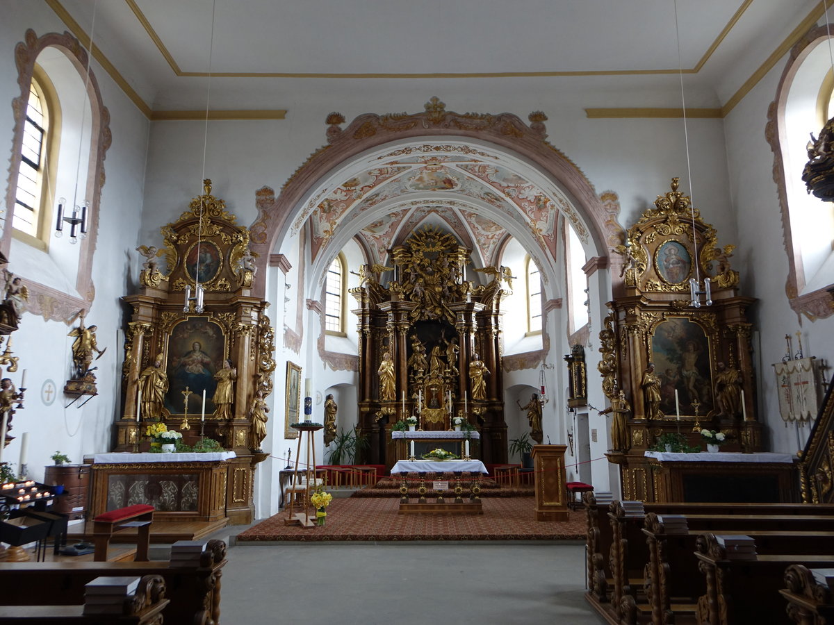 Hollfeld, barocke Ausstattung in der Friedhofskirche St. Salvator (16.04.2017)