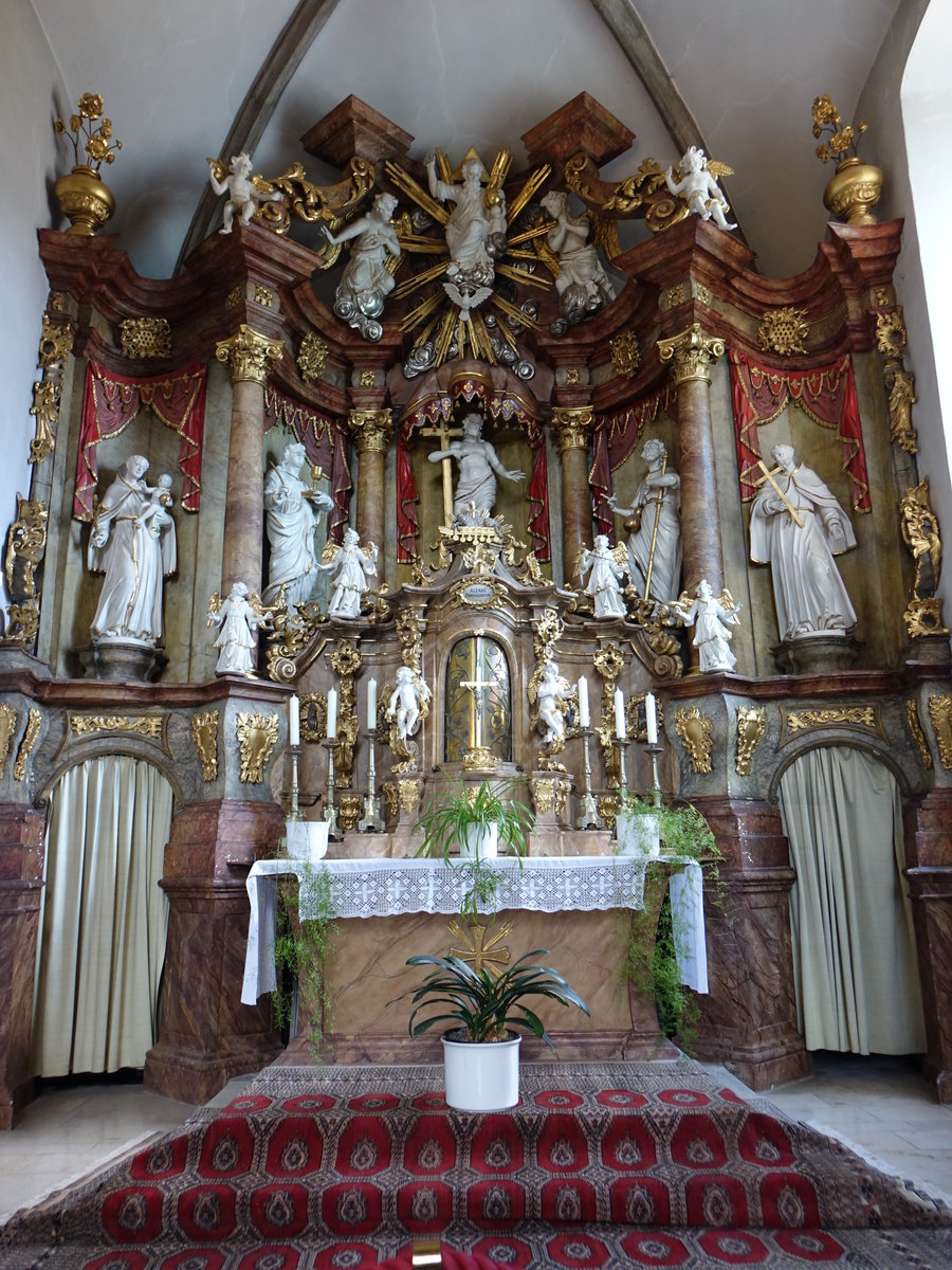 Hollstadt, barocker Hochaltar in der Pfarrkirche St. Jakobus (08.07.2018)