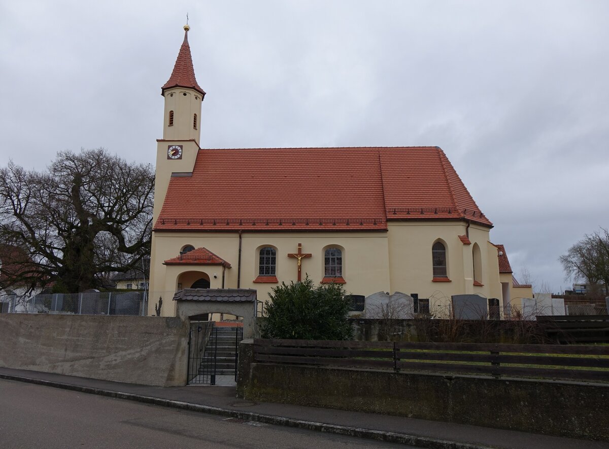 Holzkirchen, Pfarrkirche St. Laurentius, Saalkirche aus dem 15. Jahrhundert, Anbauten und Turmerhhung 18. Jahrhundert (06.03.2016)