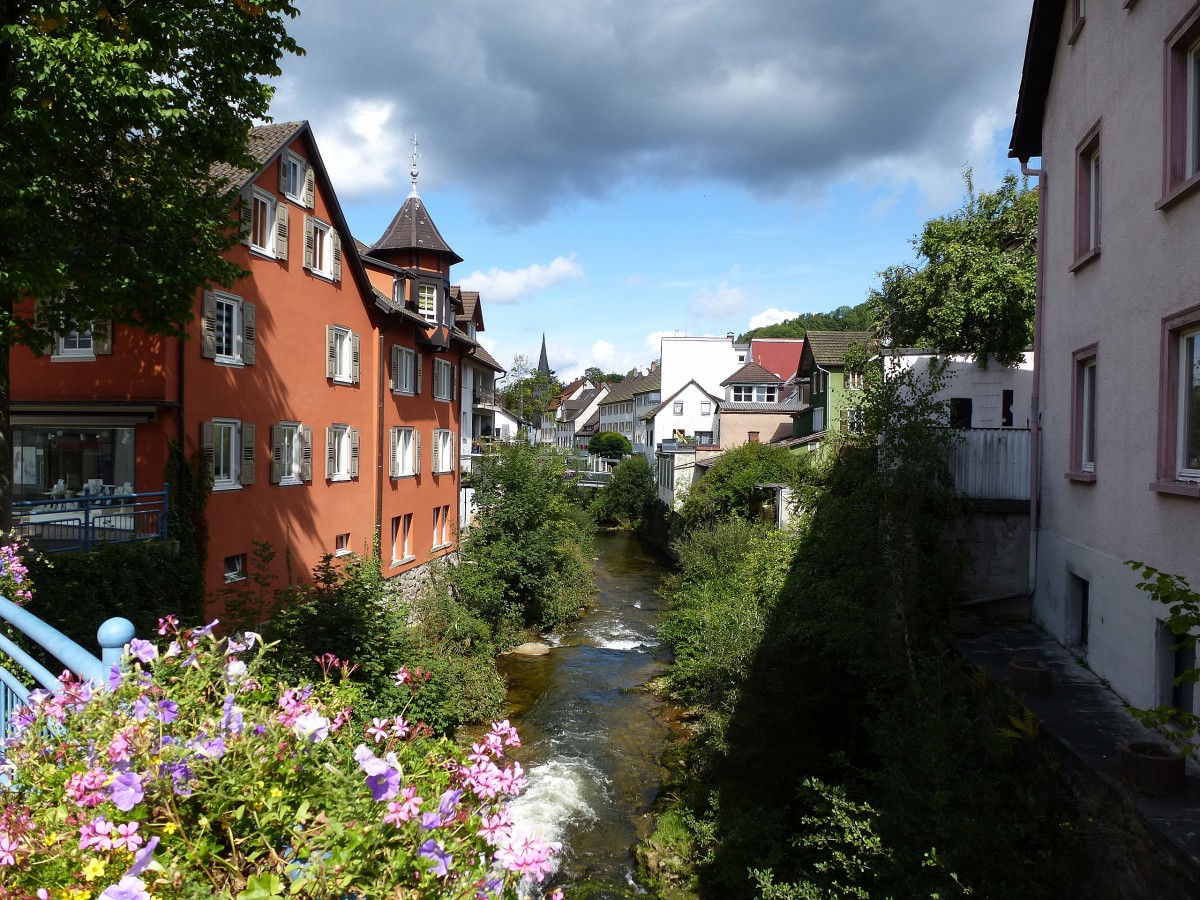 Hornberg, Blick von der Brcke ber die Gutach fluabwrts, Aug.2014