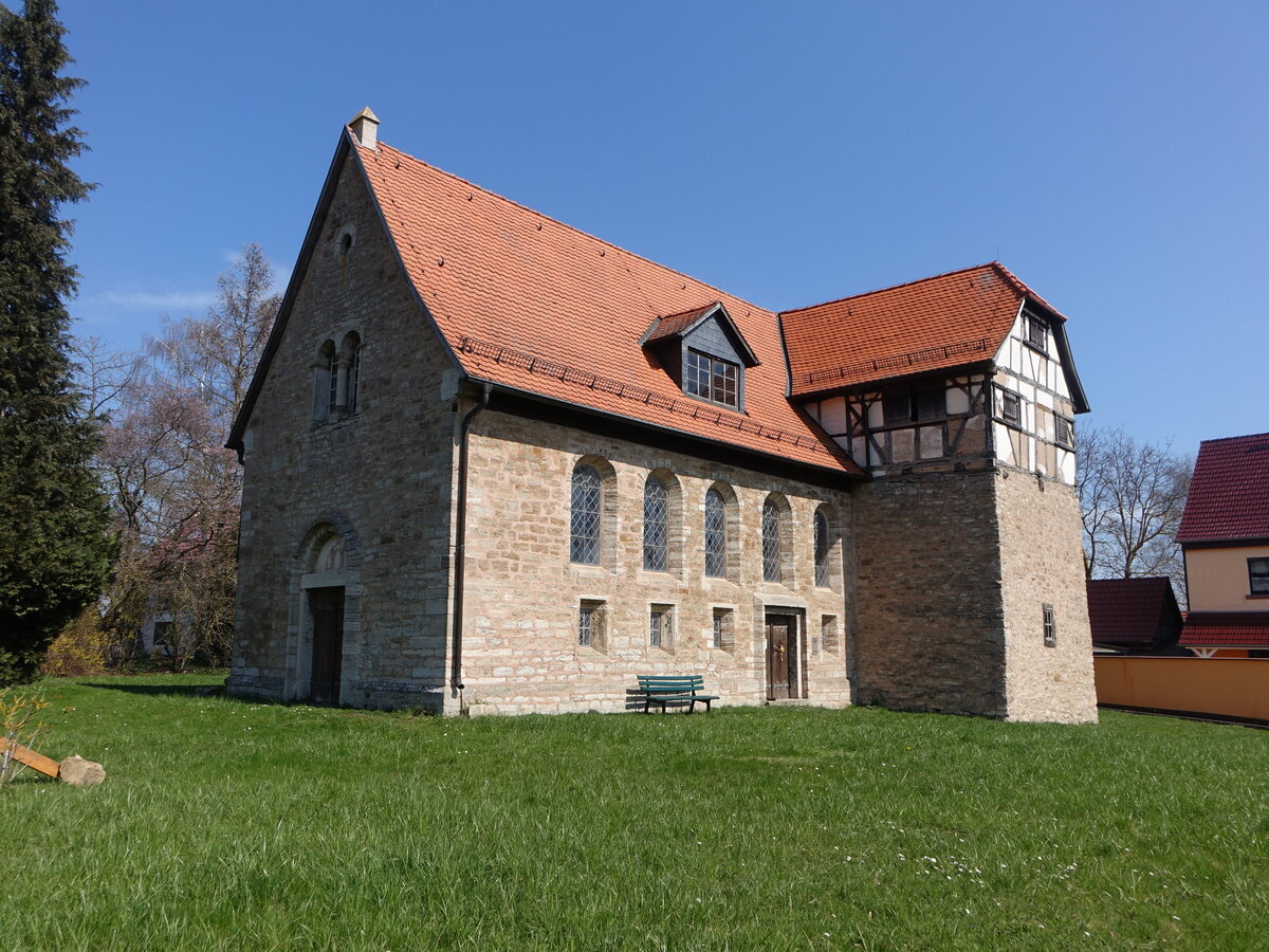 Hornsmmern, evangelische St. Maria Kirche, romanische Saalkirche (07.04.2023)