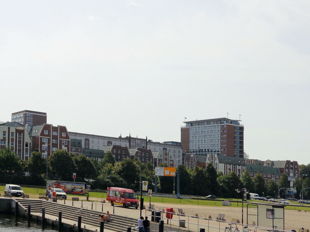 Hotelblick in Richtung Rostock Lange Strae vom Schiff am 30. August 2017.