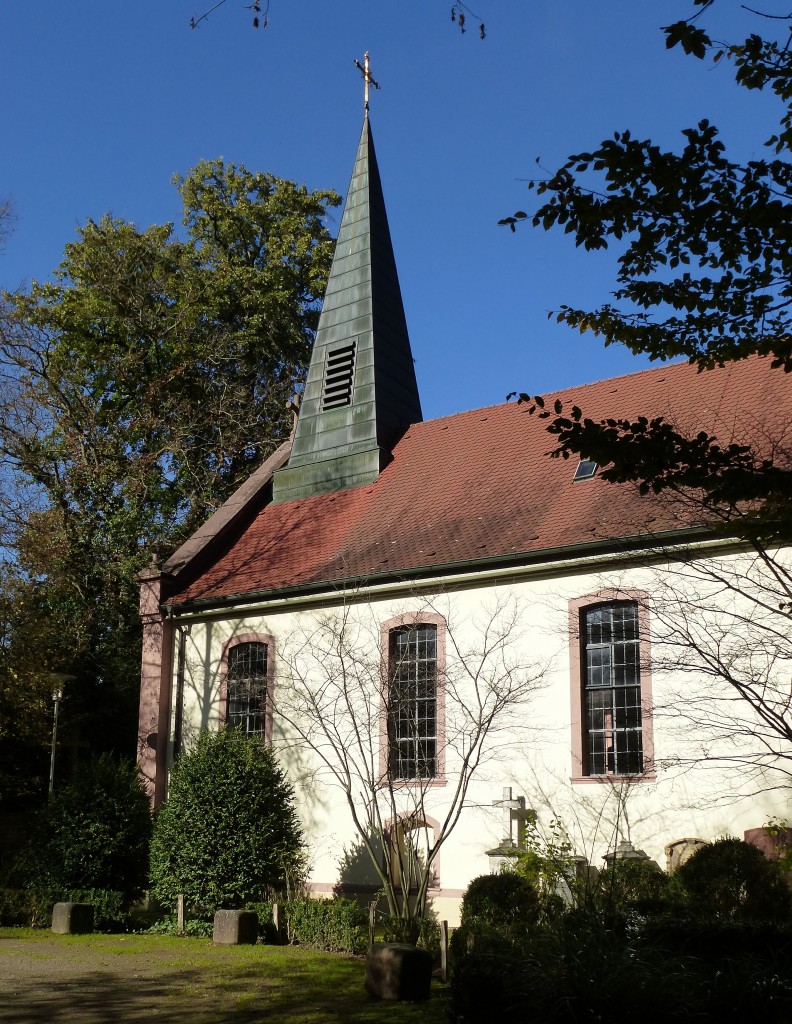 Hugstetten, die evangelische Martin-Luther-Kirche, Grundsteinlegung war 1772, Okt.2014