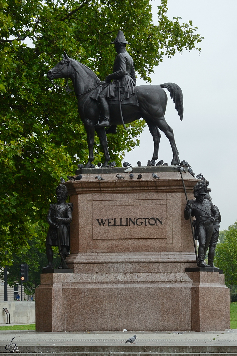 Im Bild das Reiterstandbild des Duke of Wellington in London. (September 2013)