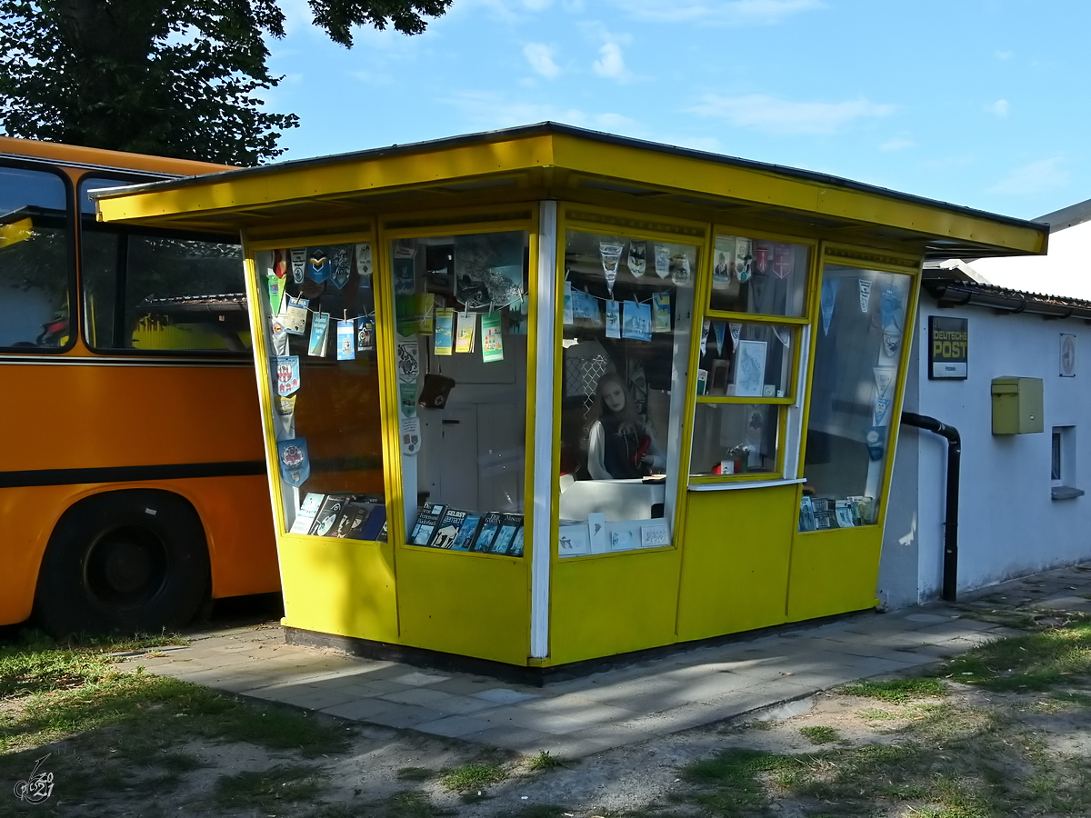 Im DDR-Museum Dargen war Mitte August 2021 dieser alte Kiosk ausgestellt.