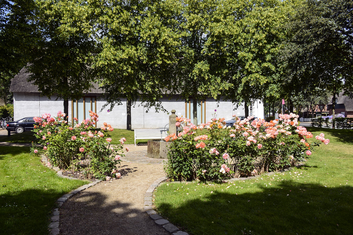 Im Dorfpark von Alkersum auf der Insel Fhr. Aufnahme: 3. Juli 2019.