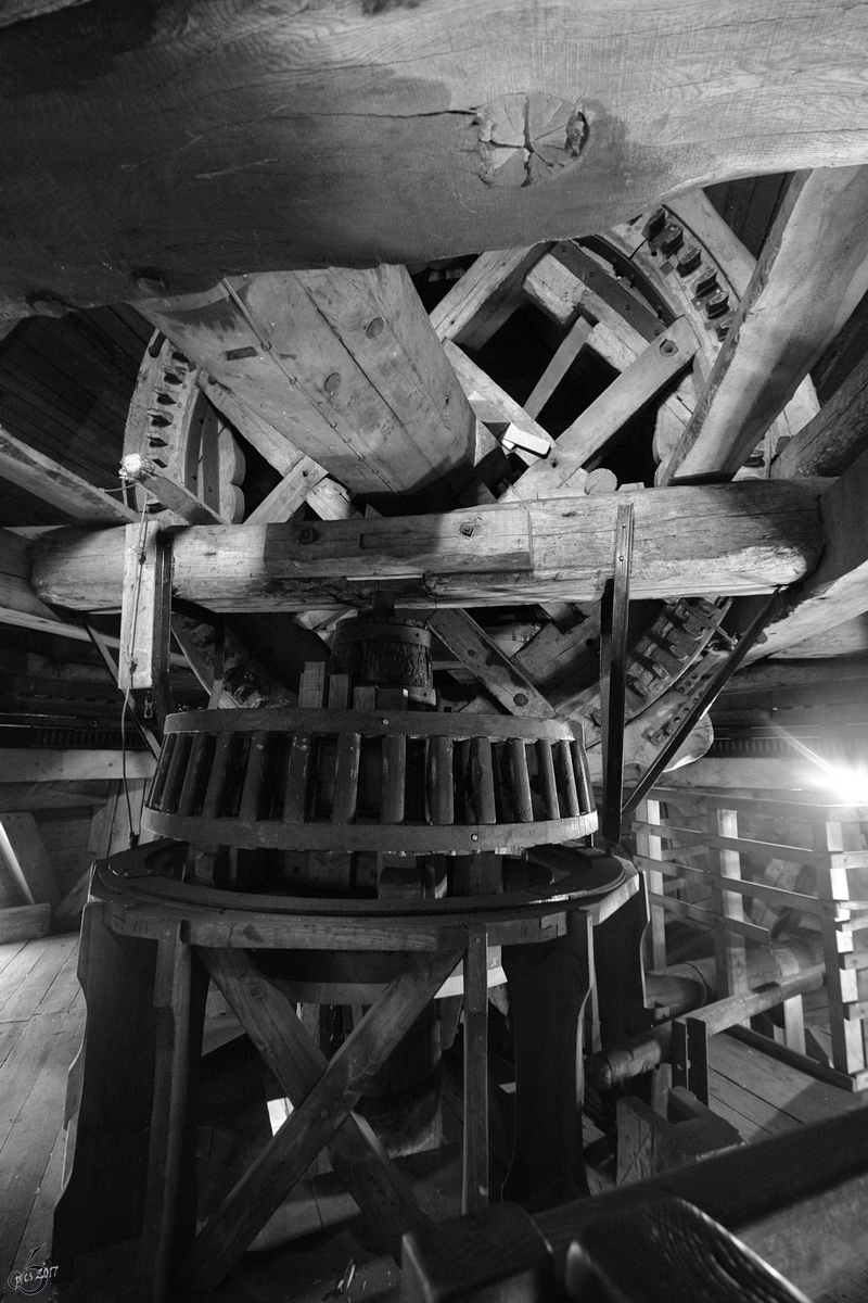 Im Innern der Erdholländerwindmühle im Agrarhistorischen Museum Alt Schwerin.
