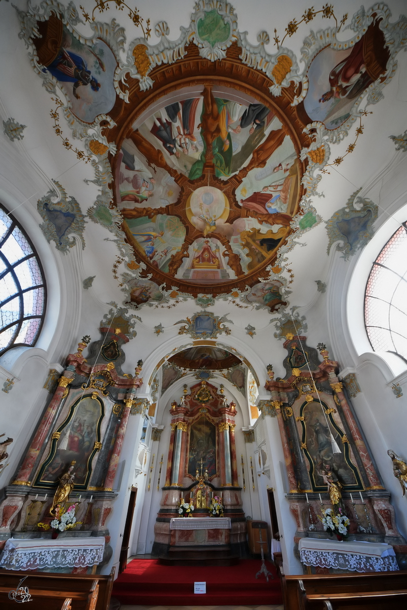 Im Innern der zwischen 1748 und 1749 erbauten Heilig-Geist-Spitalkirche in Fssen. (Juli 2017)