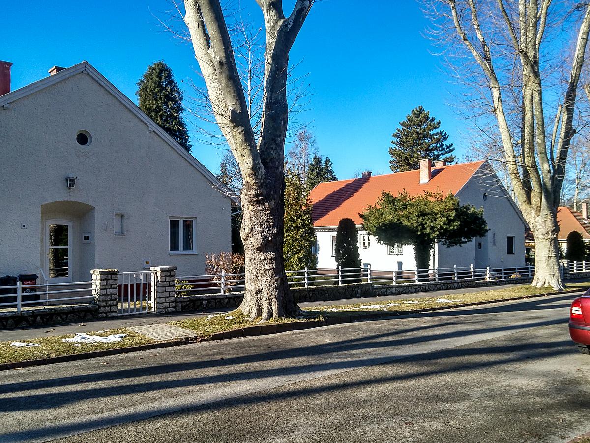 Im MAORT Gebiet fhlt man sich so wie in einem amerkanischen  Vorort (Suburbie). Fast identische Familienhuser anhand einem Plan gebaut. Viel grnes, niedrige Zaune zum Strasse, (fast) gar keine Zaune zwischen den Huser. Ruhig, sauber und ganz Stumm. Foto: Januar 2019.