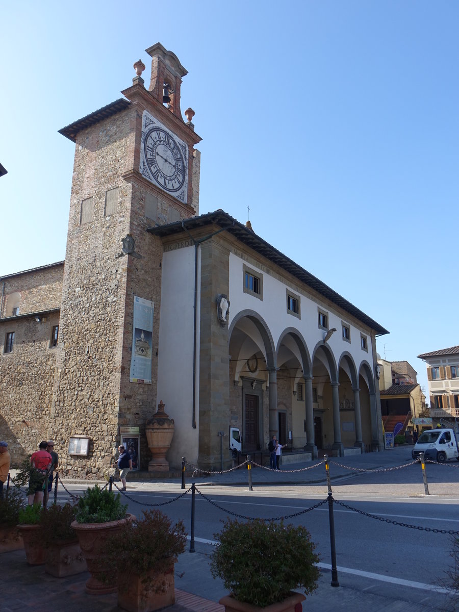 Impruneta, Santuario di Santa Maria, erbaut im 11. Jahrhundert, Glockenturm 13. Jahrhundert (17.06.2019)
