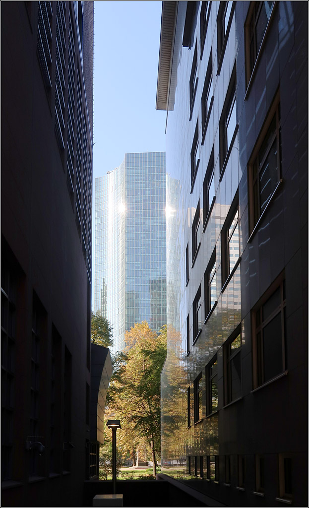 In den Hochhausschluchten - 

... von Frankfurt. Durchblick von der neuen Mainzer Landstrae zur Gallusanlage und dem Wolkenkratzer Skyper.

10.10.2018 (M)