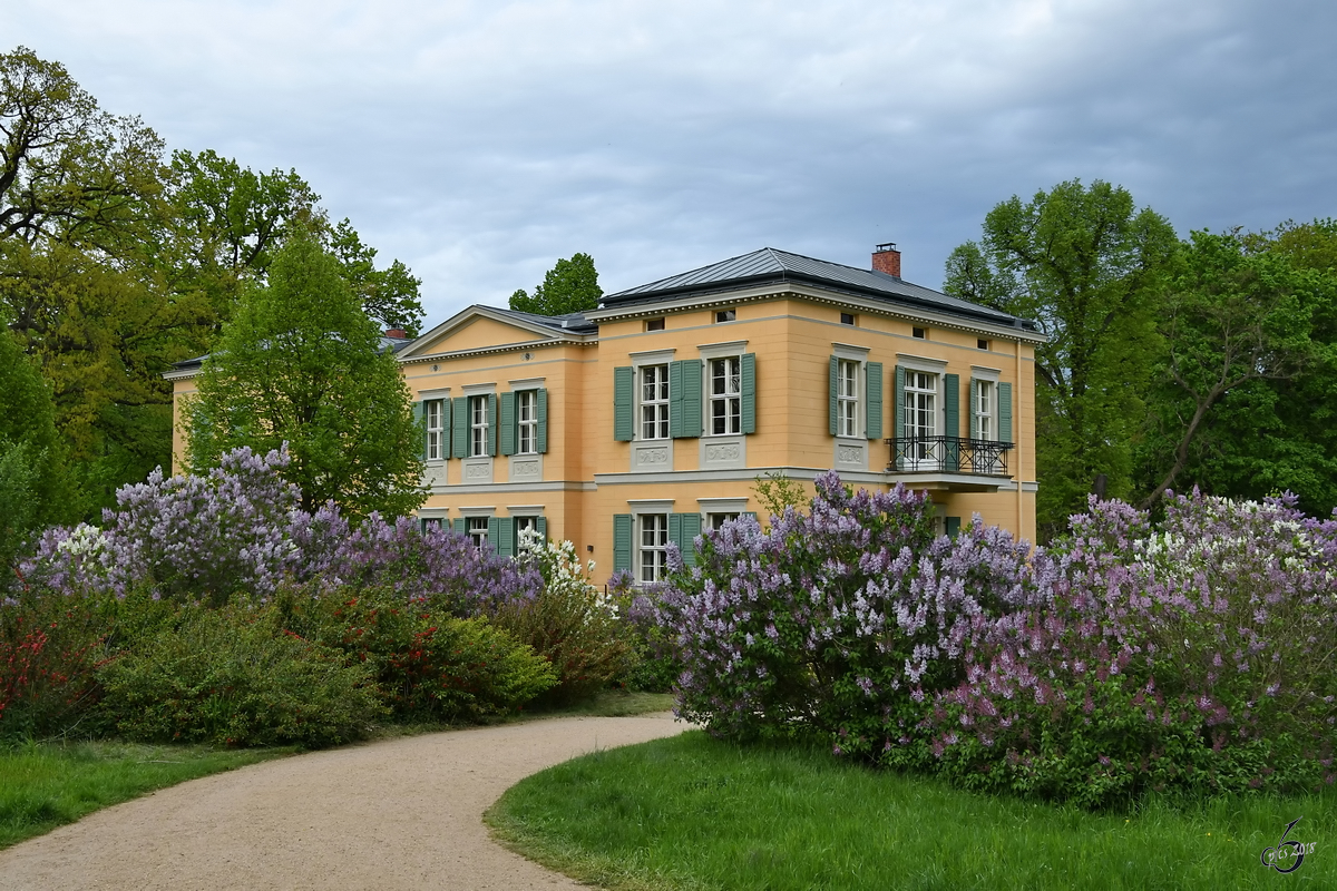 In der Villa Quandt auf dem Pfingstberg befindet sich da Theodor-Fontane-Archiv. (Potsdam, April 2018)