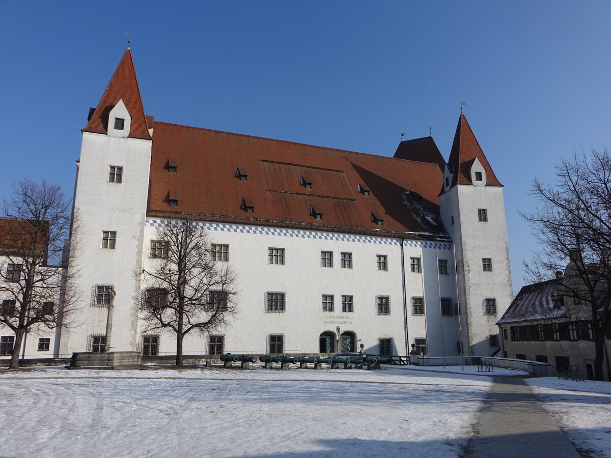 Ingolstadt, Neues Schloss, erbaut von 1470 bis 1490 durch Herzog Ludwig IX. (29.01.2017)