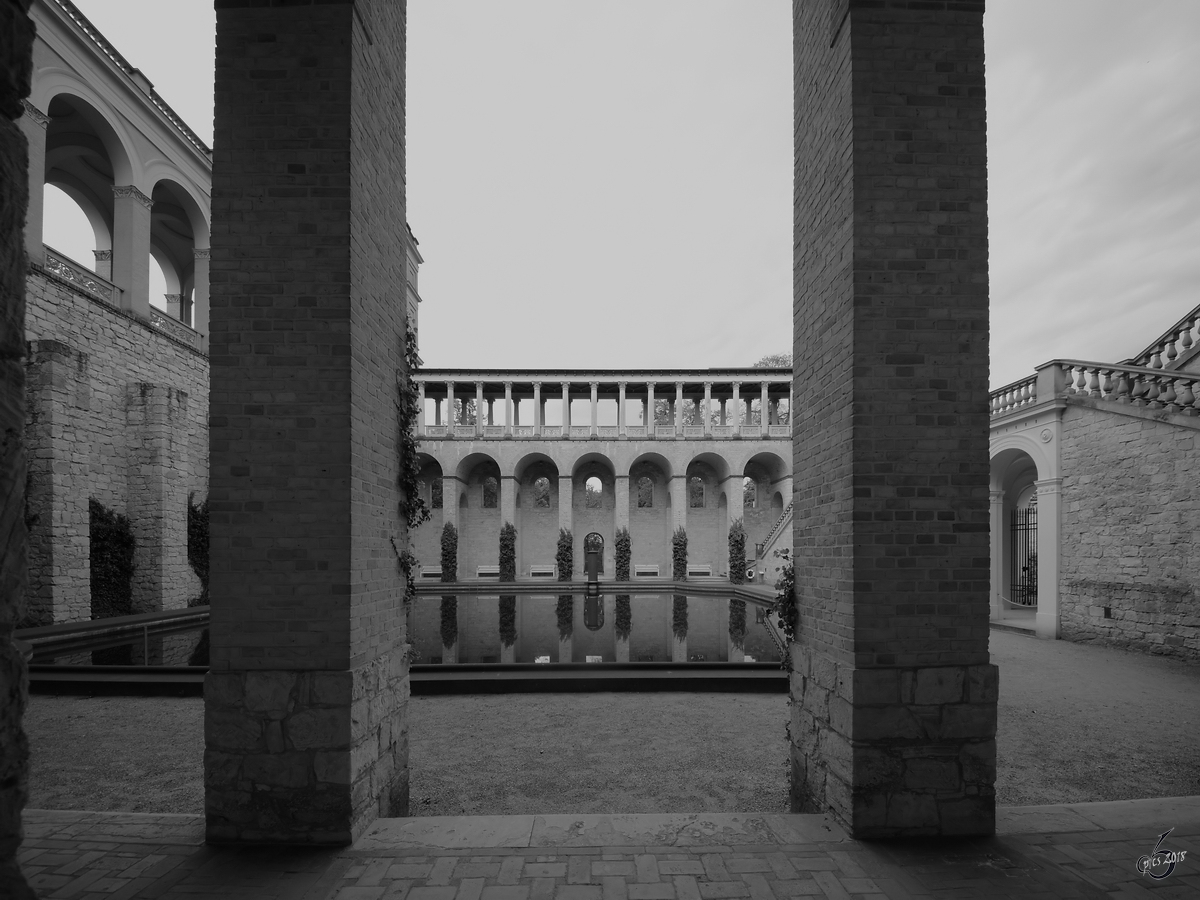 Innenhof im Belvedere auf dem Pfingstberg nrdlich des Neuen Gartens in Potsdam. (April 2018)