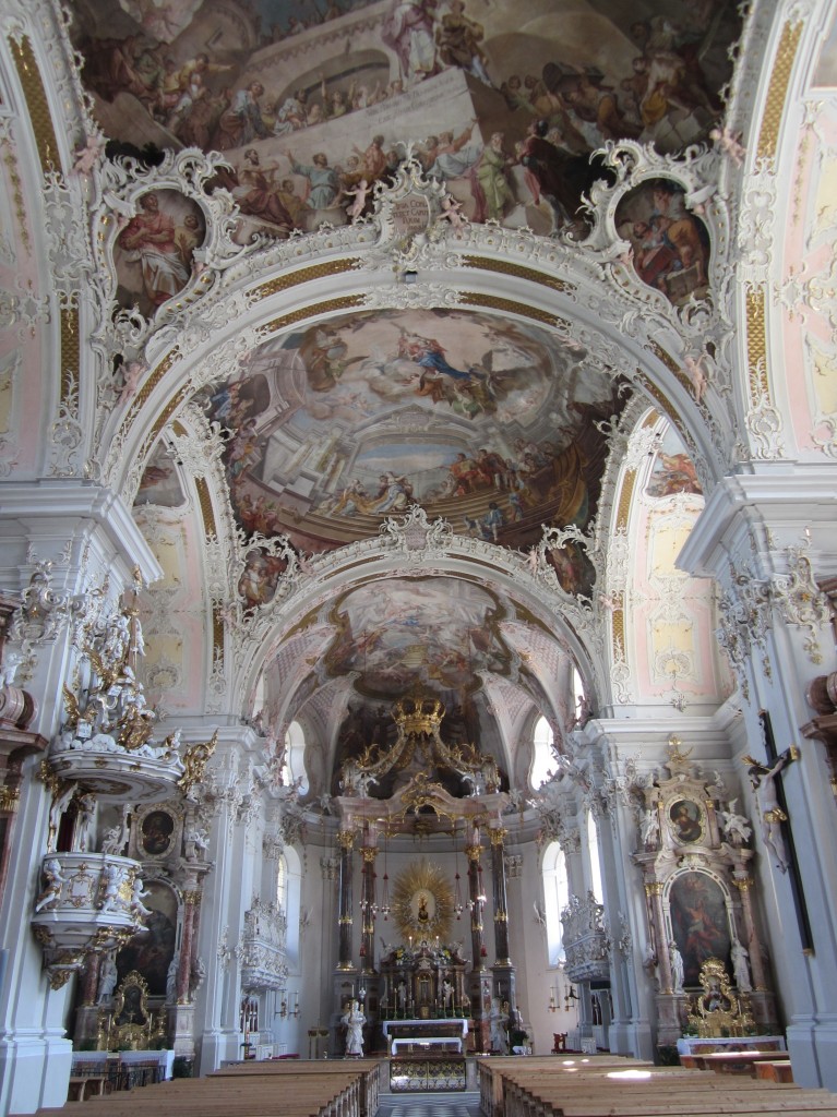 Innsbruck, Altre und Kanzel der Basilika Wilten, Stuck von Franz Xaver Feuchtmayer und Anton Gigl, Deckengemlde von Matthias Gnther (03.07.2014)