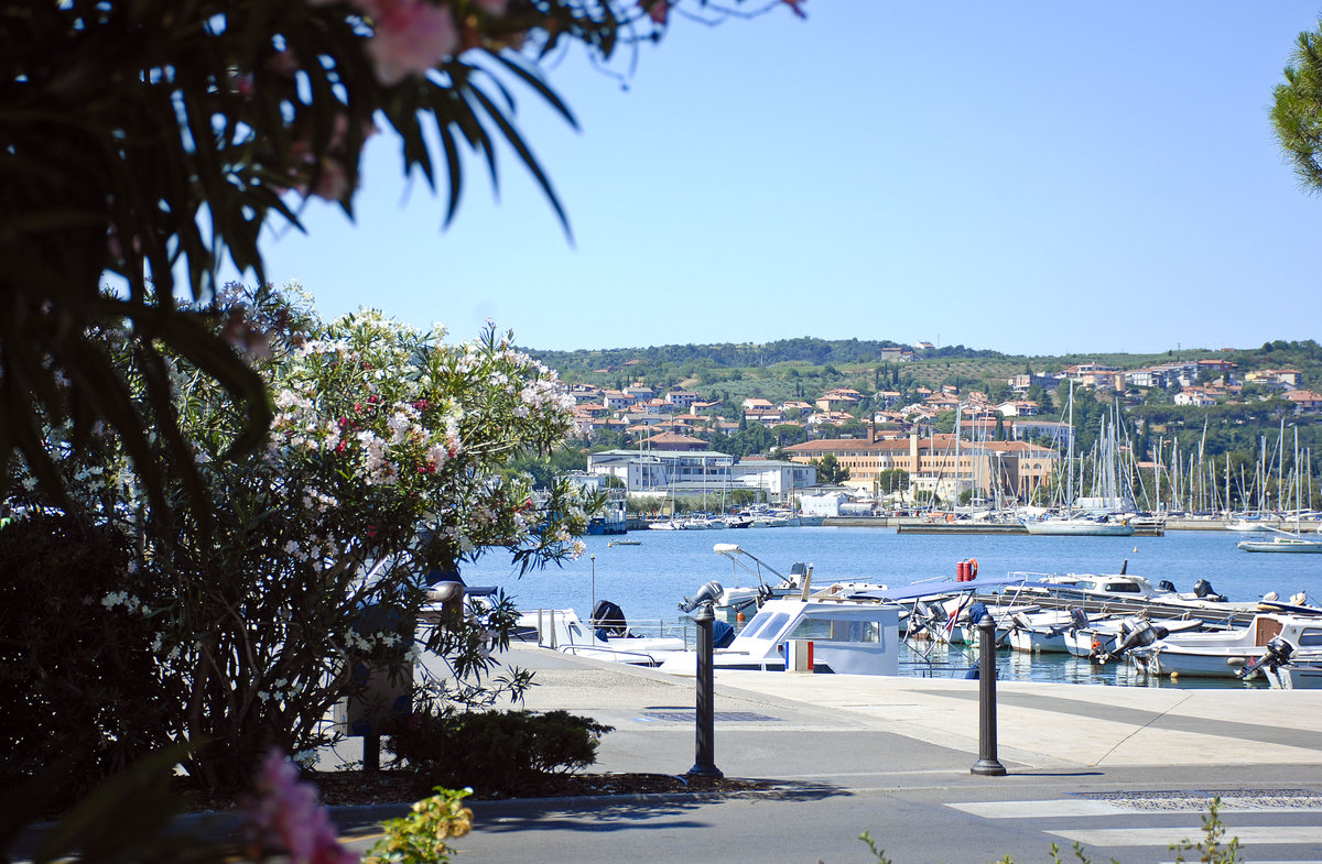 Izola von von Sončno nabreje aus gesehen. Aufnahme: 29. Juli 2016.