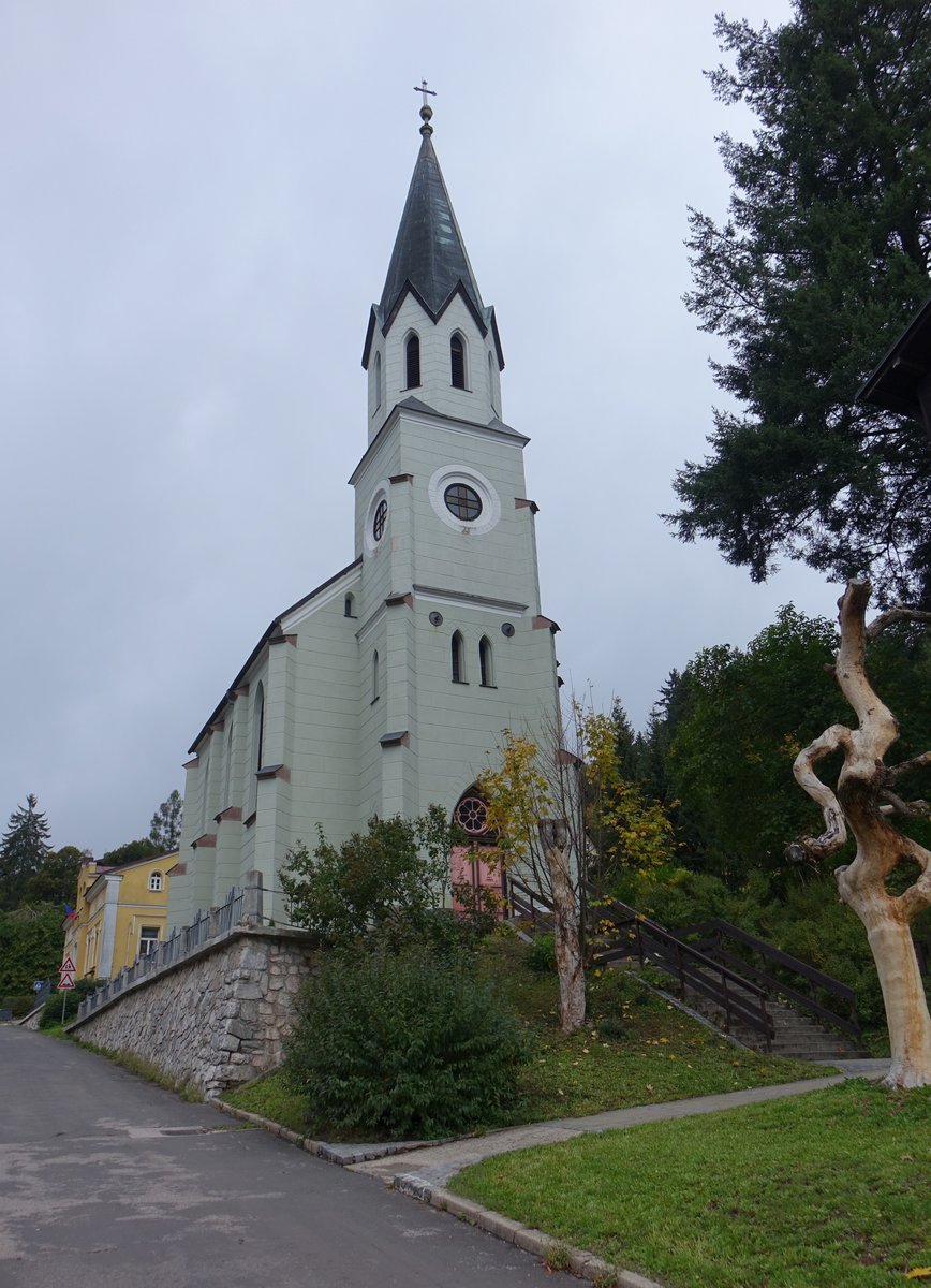 Janske Lazne / Johannisbad, Ev. Kirche, erbaut von 1873 bis 1879 (29.09.2019)