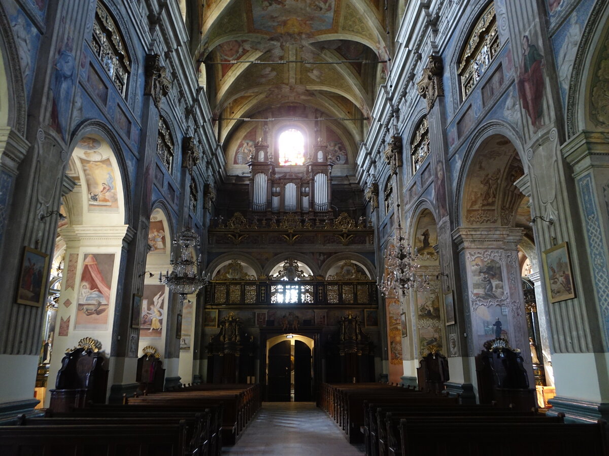 Jaroslaw, Orgelempore in der Dominikanerkirche in der Strae Jana Pawla II. (16.06.2021)
