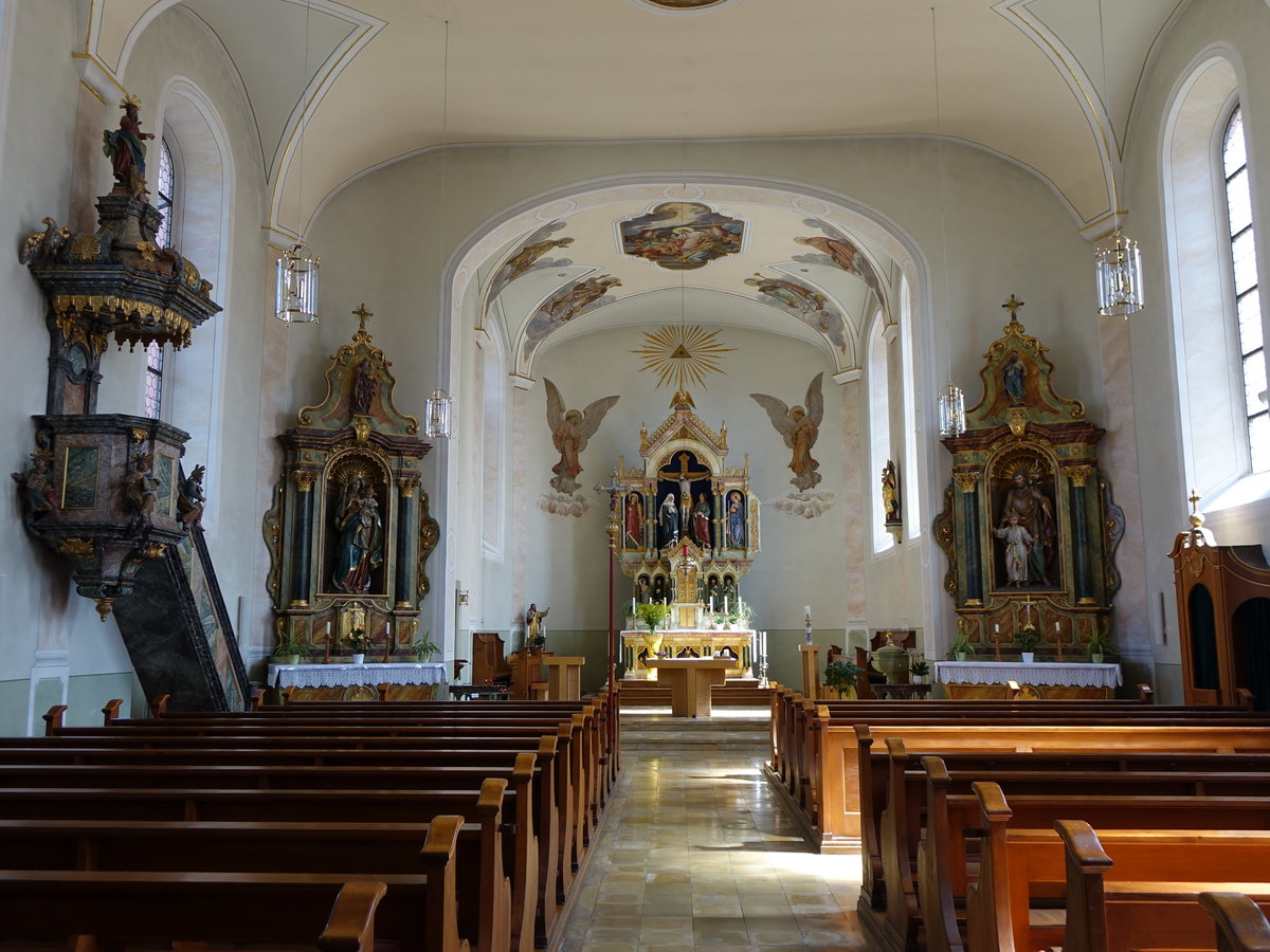 Jechtingen, barocker Innenraum der Pfarrkirche St. Cosmas und Damian (14.08.2016)