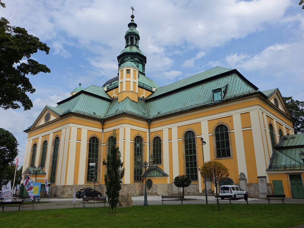 Jelenia Gora / Hirschberg, Gnadenkirche zum heiligen Kreuz, erbaut von 1709 bis 1718 durch den Architekten Martin Frantz, die Wand- und Gewlbemalereien schufen Felix Anton Scheffler und Johann Franz Hoffmann (11.09.2021)