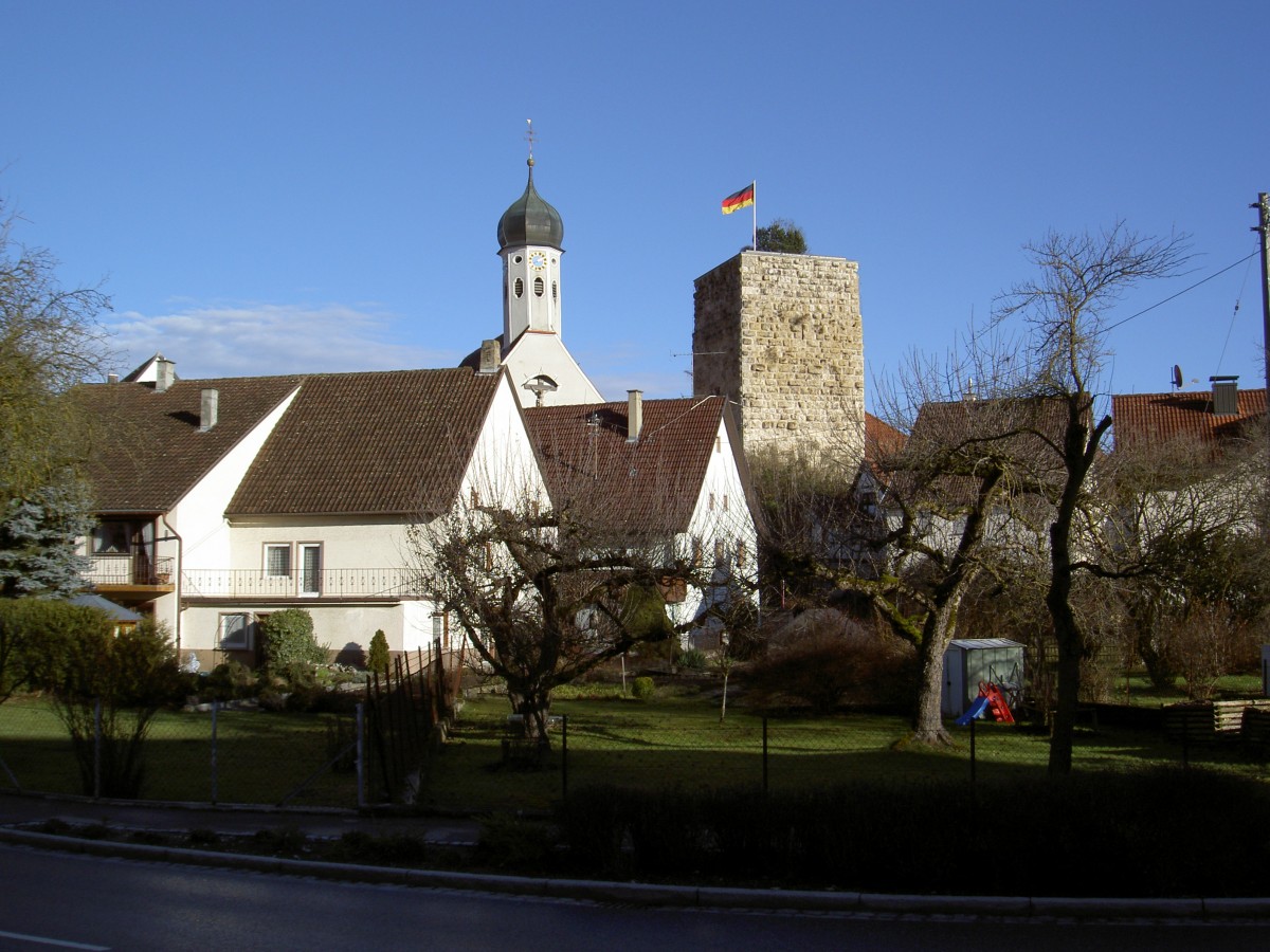 Jungnau, St. Anna Kirche und Kaiser Wilhelm Turm (06.01.2014)