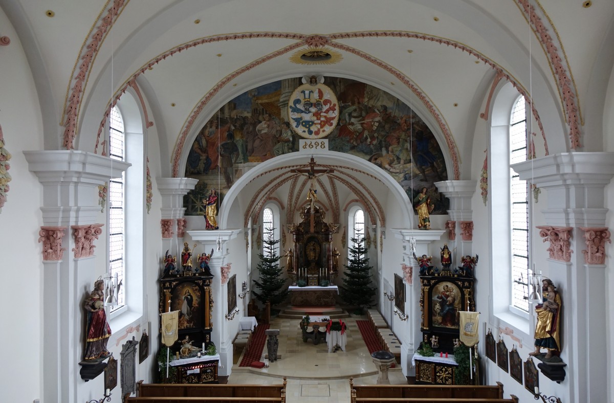 Justingen, Innenraum der Pfarrkirche St. Oswald (14.12.2014)