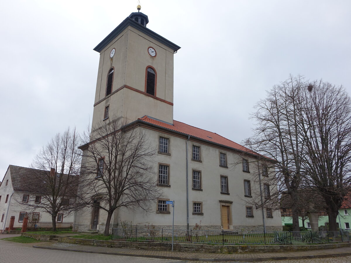 Kalbsrieth, evangelische St. Johannis Kirche, erbaut ab 1830 (08.04.2023)